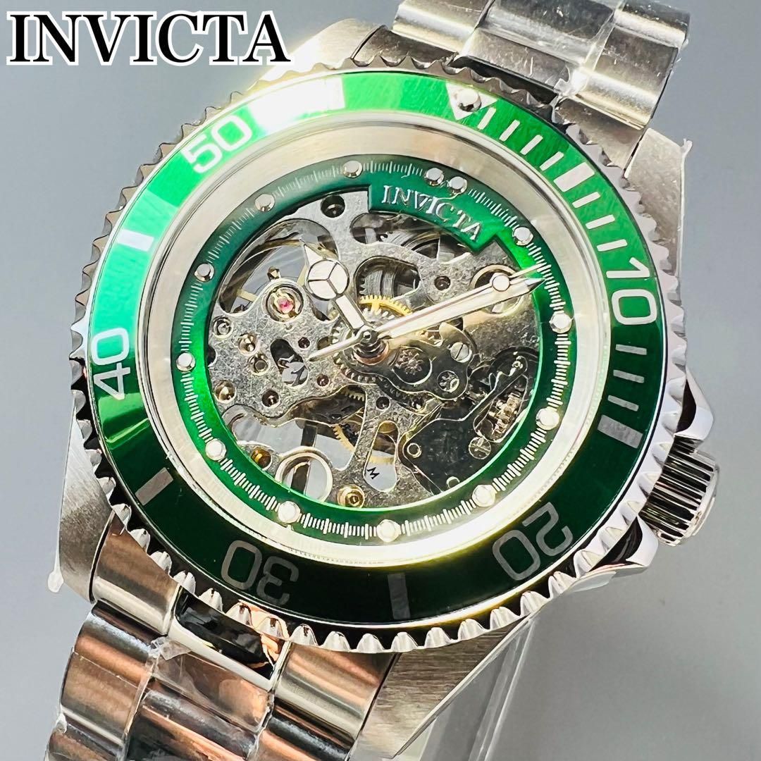 INVICTA インビクタ メンズ 腕時計 自動巻き グリーン シルバー ケース 