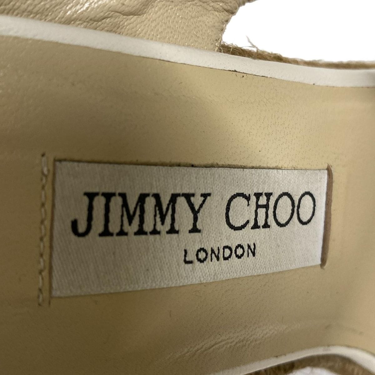 JIMMY CHOO ジミーチュウ ミュール 37 レディース - アイボリー ウェッジソール|エスパドリーユ レザー KIN-KAAI_COM