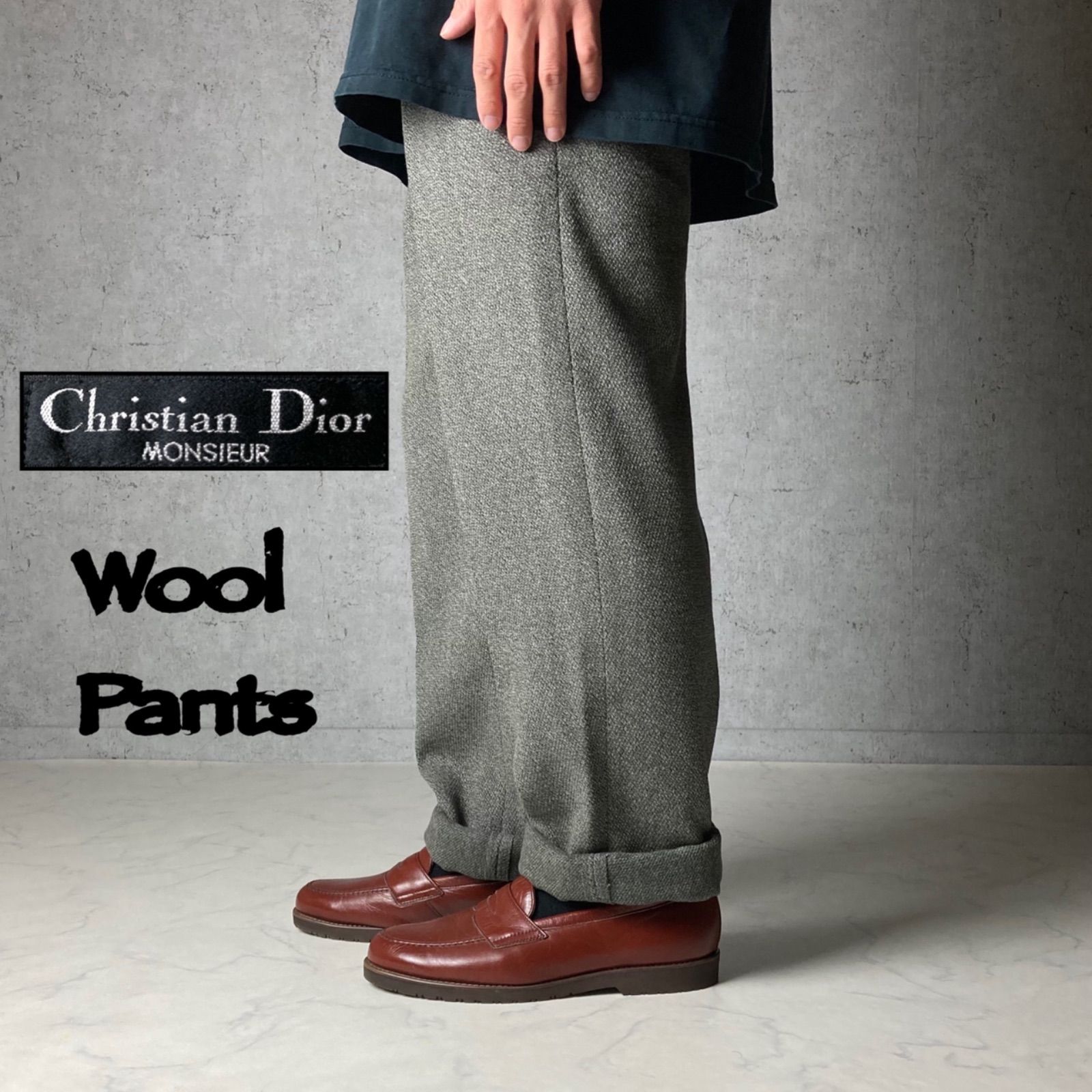 激レア old Christian Dior ウール ワイドテーパードパンツ - メルカリ