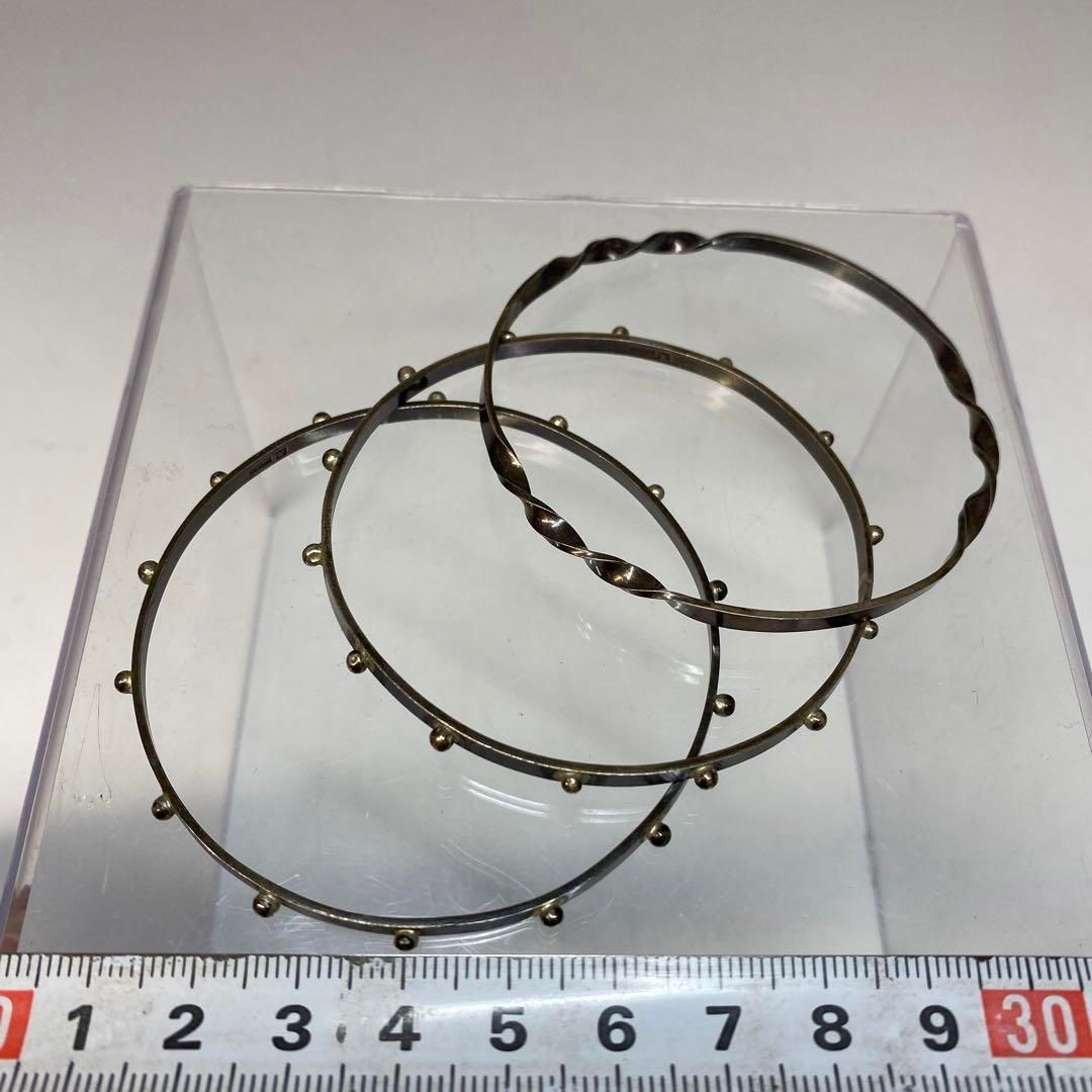 美silver刻印 朝鮮美術 李王家 バングル3点20g 東さ6-0510ア⑮