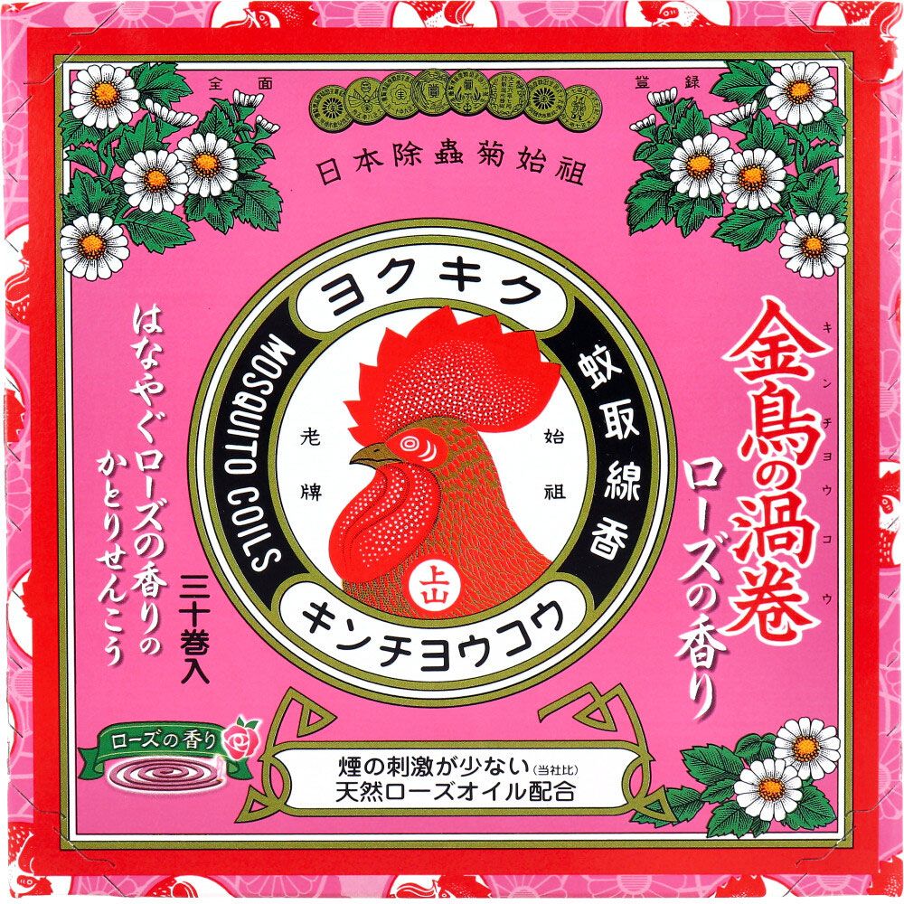 美浜卸売-ORS5426 金鳥の渦巻 紙函 ローズの香り 30巻入×6個セット