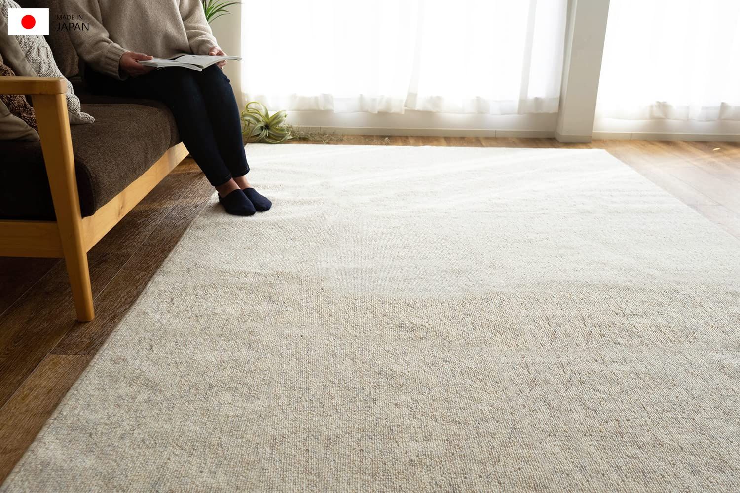 サヤンサヤン ルポ 抗菌 防臭 切れる ラグ カーペット 3畳 江戸間 176×261 アイボリー