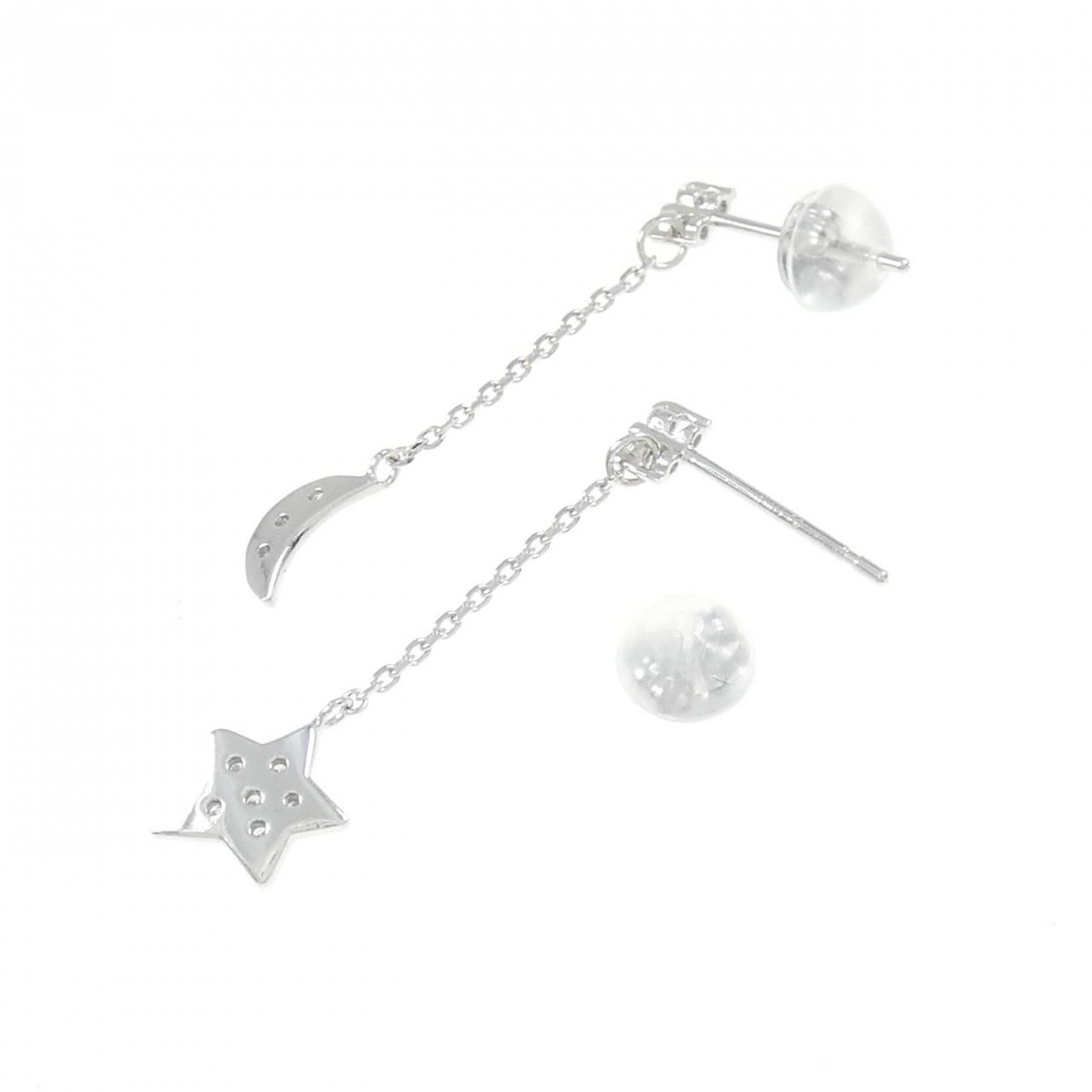 K18WG ムーン×スター ダイヤモンド ピアス - メルカリ 