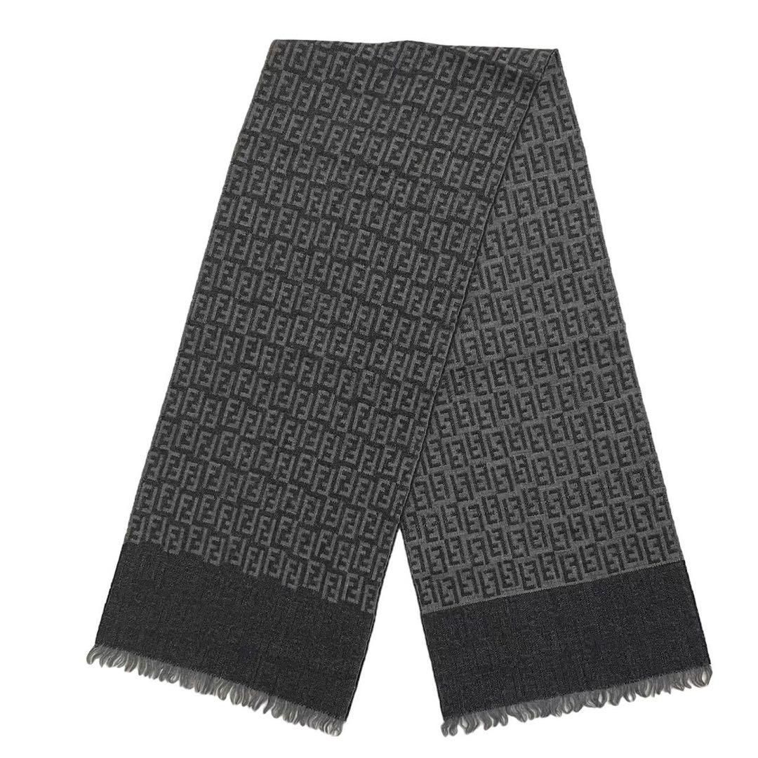 【美品】FENDI フェンディ ストール ズッカ柄 イタリア製 ウール FENDI】フェンディ『FFロゴ ズッカ柄 ウールマフラー』FXS366