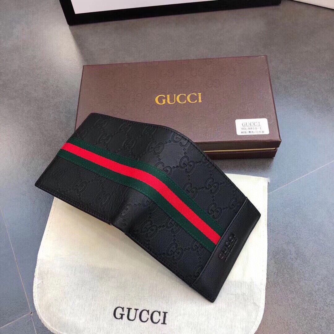 Gucciグッチ、財布、財布、男性の本革は長さ2つ折り[本日特価