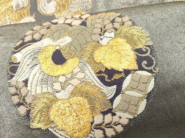 410my13◆じゅらく 黄金繭 袋帯 六通 鳳凰 桐菊 七宝 宝相華◆美品 平和屋着物○京の名門 じゅらく謹製 じゅらく黄金繭 六通柄袋帯