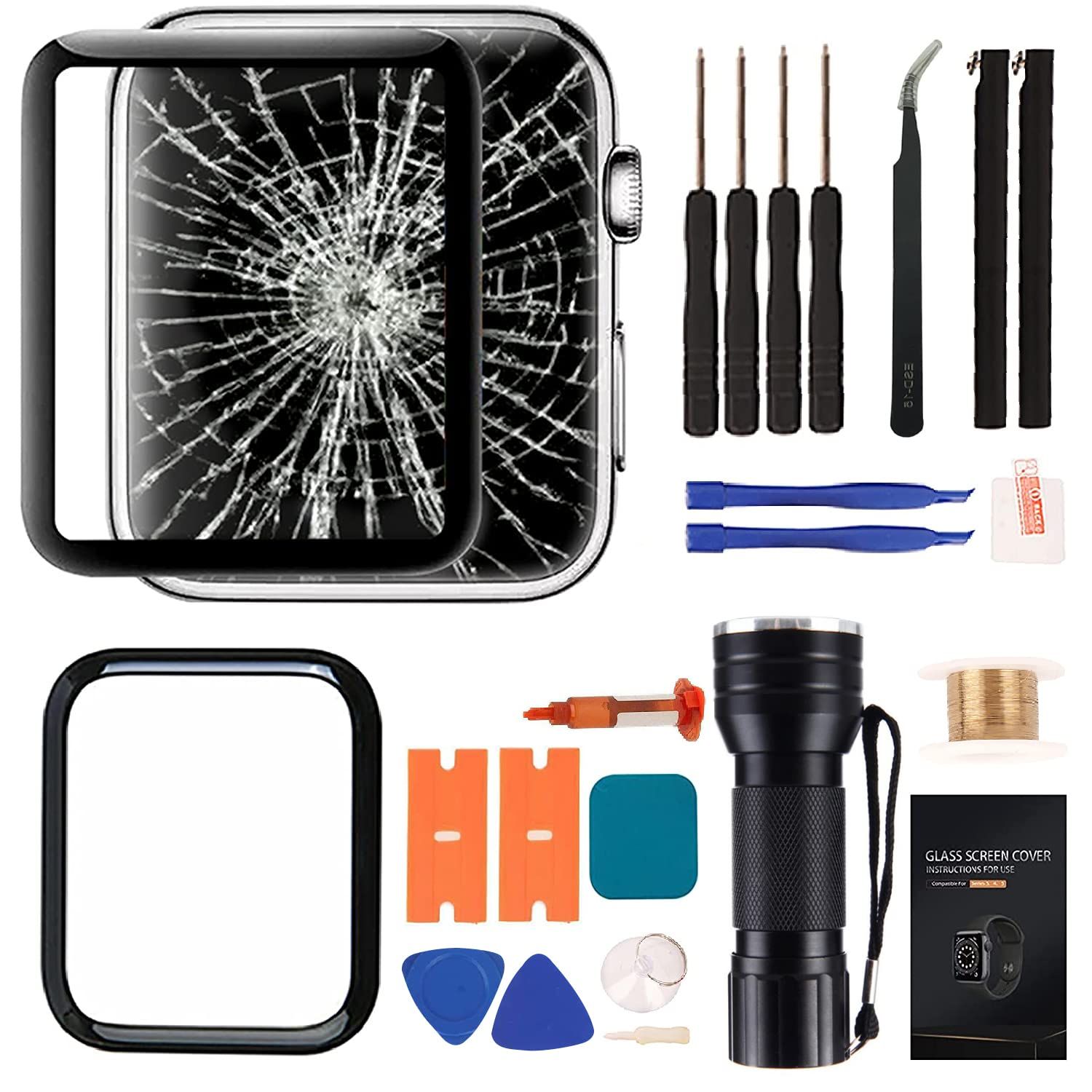 Zgxhga Watch Series 6 フロントガラス交換キット - Apple Watch Series 6 40mm ウォッチスクリーン修理