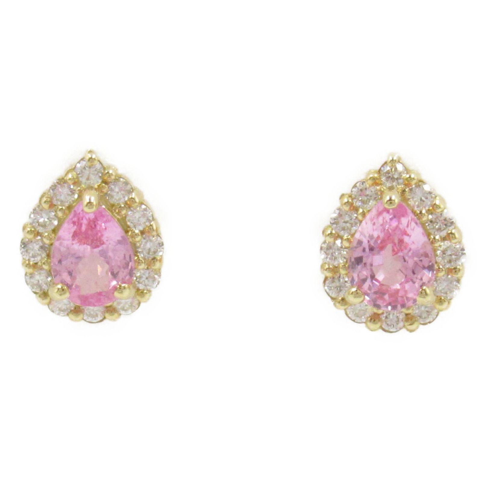 ジュエリー JEWELRY ピアス ピンクサファイア ダイヤモンド ピアス ﾋﾟﾝｸｻﾌｧｲｱ 1.0g K18 イエローゴールド ダイヤモンド ピアス レディース Used A