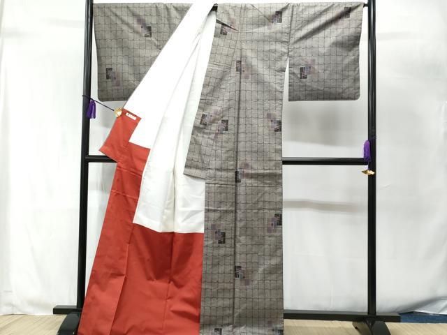 平和屋着物○本場大島紬 白大島 一元絣 舞蝶文 正絹 逸品 AABA4537np