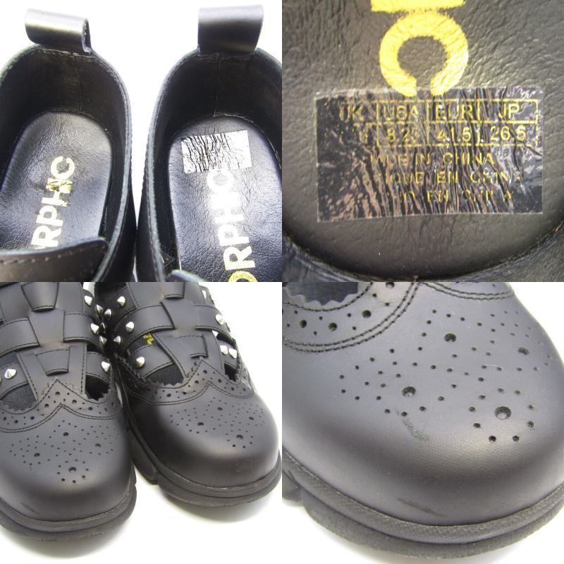 ORPHIC オルフィック 26.5cm レザー ストラップシューズ HELLION SANDALS PREMO CANNABIS別注 スタッズ  カウレザー 牛革 BLACK 35003629 - メルカリ