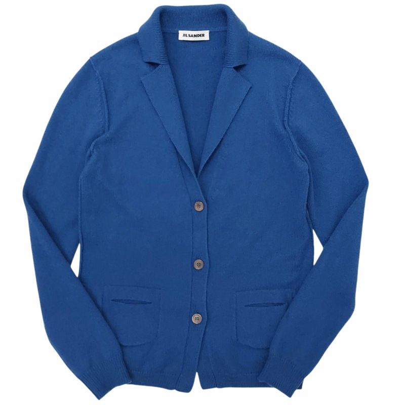 ジルサンダー JIL SANDER カシミヤ ニットジャケット カーディガン 羽織り 長袖 36 青 ブルー 0508