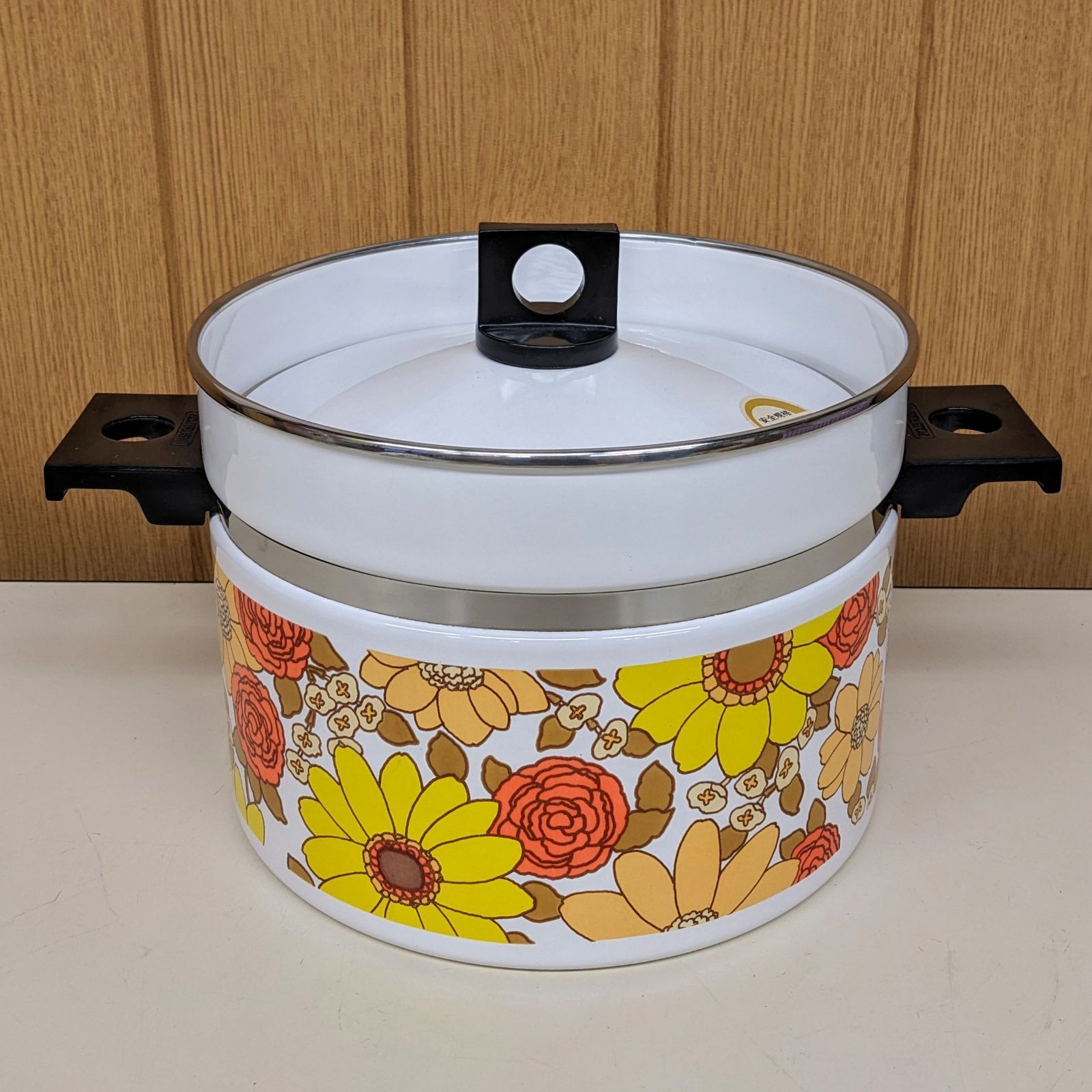 デッドストック ホウロウ鍋 象印 デッドストック】昭和レトロ ZOJIRUSHI/象印 ホーロー両手鍋 20㎝ 北欧