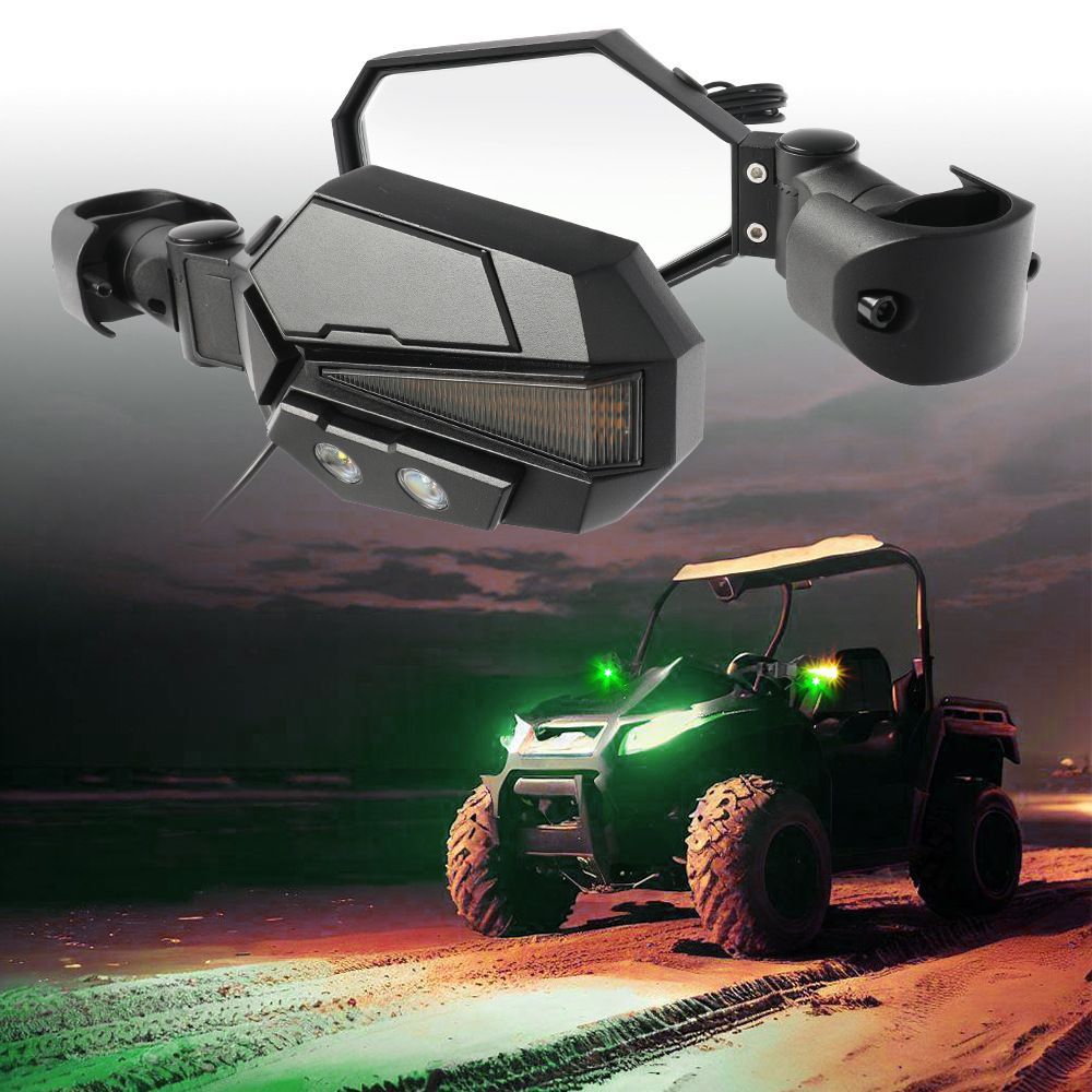 調整 UTV サイドミラー ポラリス Ranger RZR 570 800 900 XP 1000用 LED付き 傾斜ロッド 1.5|1.75|2インチ対応