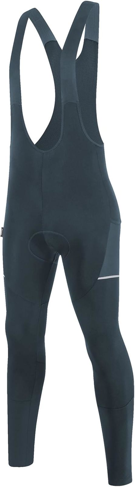 Santic サンティック メンズ サイクルビブパンツ ビブタイツ 裏起毛 秋冬 防寒 サイクリング ロードバイク 自転車 サイクルウエア 6～16度対応 グレー L