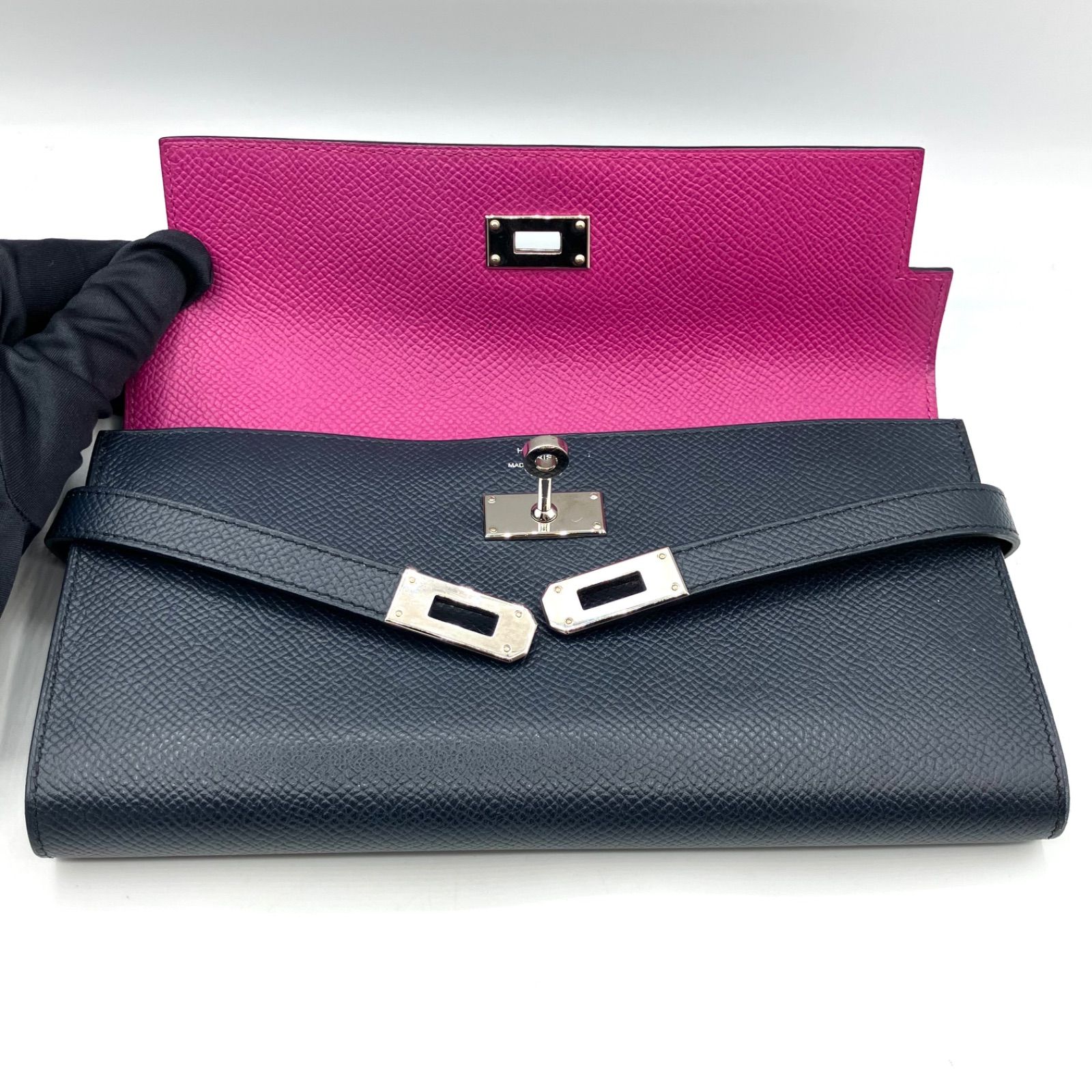 エルメス ケリー財布　エプソン ブルーインディゴ/ローズパープル A刻印 楽天市場】≪新品≫エルメス ケリーウォレット ロング ヴェルソ