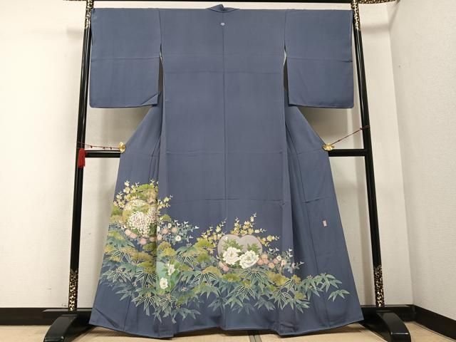 平和屋着物●十日町友禅作家 阿部佳雪 豪華色留袖 草花文 正絹 AABB6279ph