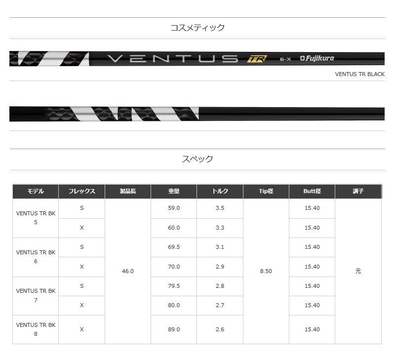 新品】テーラーメイド スリーブ付きシャフト Fujikura フジクラ VENTUS