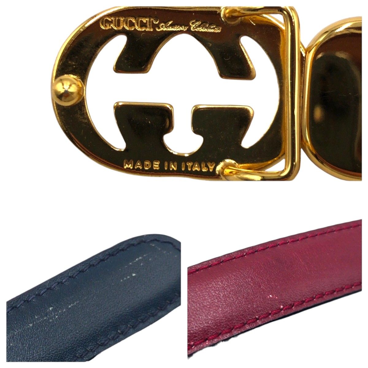 GUCCI GGロゴ ベルト ネイビー レッド