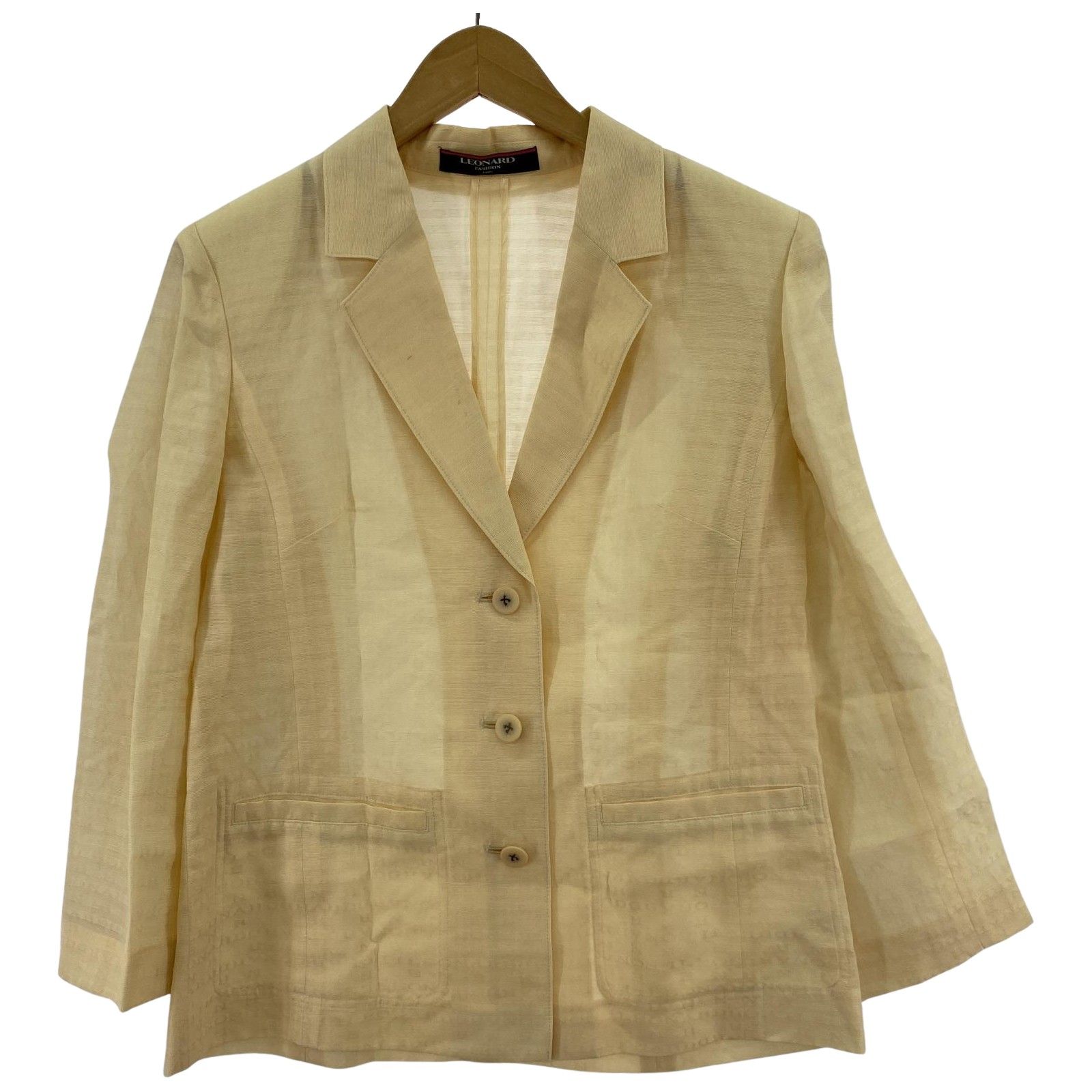 LEONARD レオナード シルク混ジャケット size11AR/ベージュ - メルカリ
