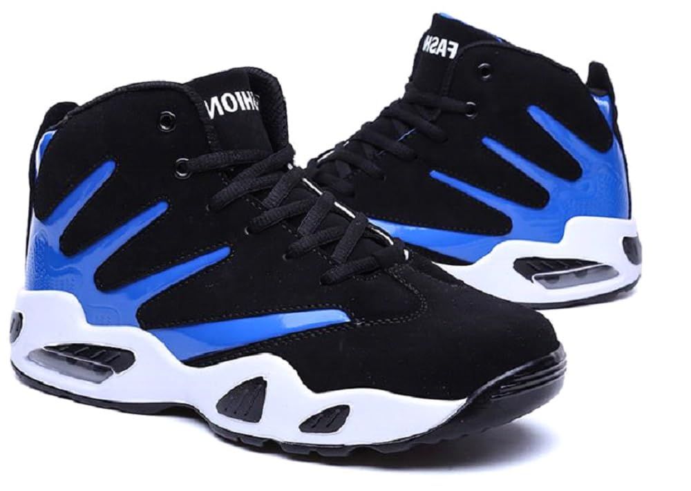 [YU-YU] スニーカー ストリート トレーニング ミドルカット シューズ メンズ 背が高くなる シークレット 身長6cm UP ヒップホップ 厚底 スポーツ 靴 (ブルー， measurement_25_point_5_ce [ブルー] [25.5 cm]