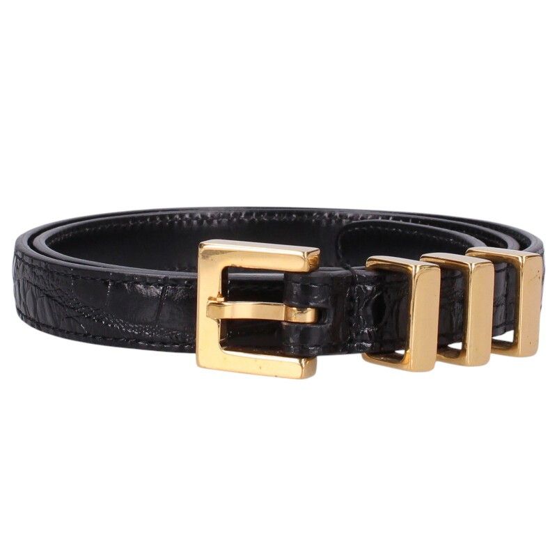 saint laurent paris 3連バックル レザーベルト 3連バックルレザーナローベルト | SAINT LAURENT PARIS