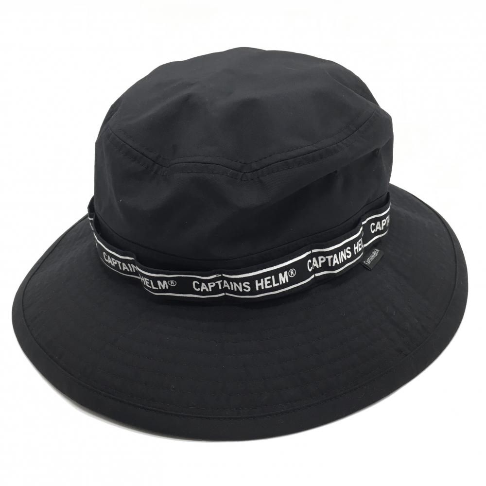 【超美品】キャプテンズヘルム ハット 黒×白 ロゴテープ L  ゴルフウェア CAPTAINS HELM