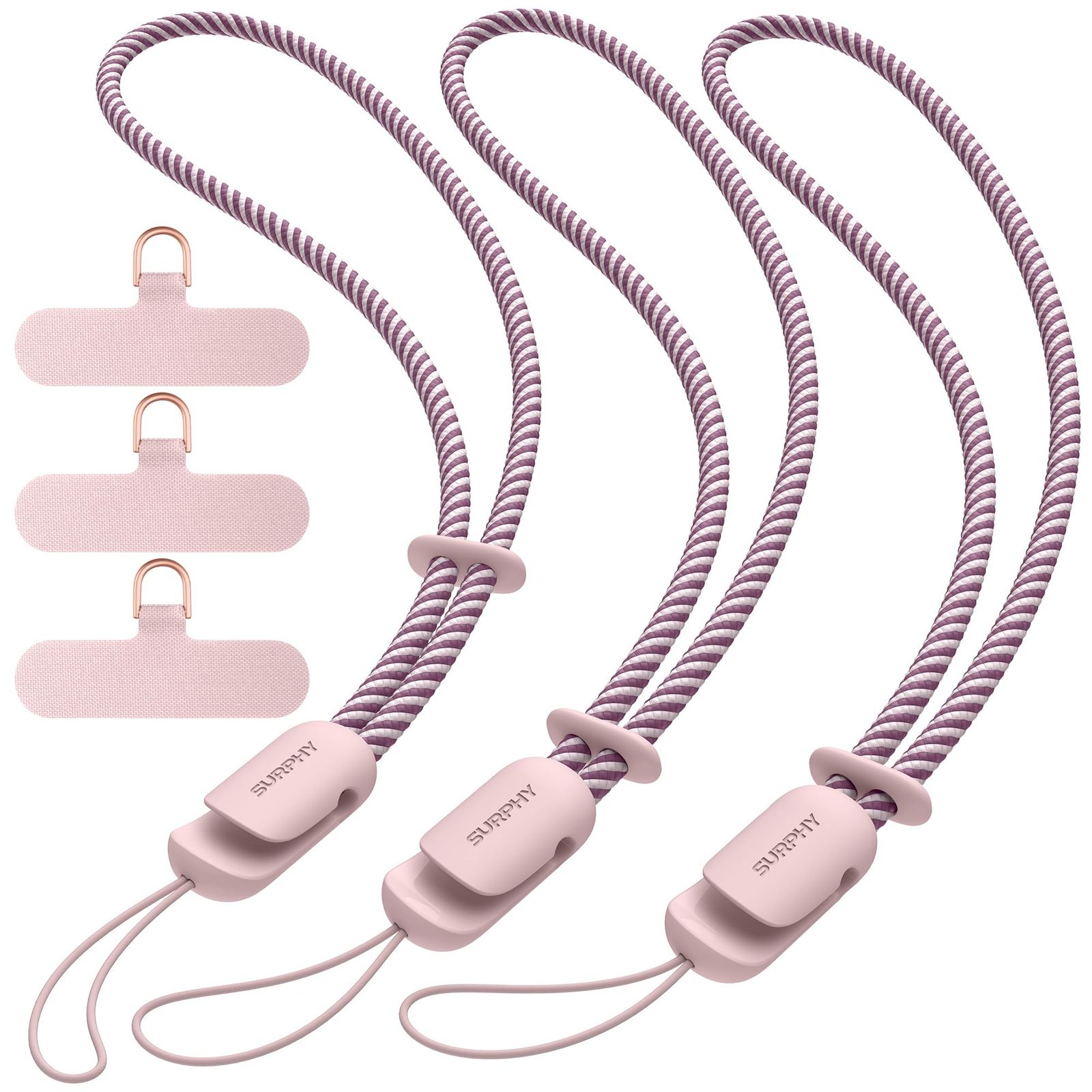 【SALE，正規品】 新品 [SURPHY] ハンドストラップ 3本セット 長さ調整可能 携帯電話/カメラ/USBメモリ/鍵マスコット/キーなどにも適応 スマホストラップ 手首 携帯ストラップ(3ピンク) その他