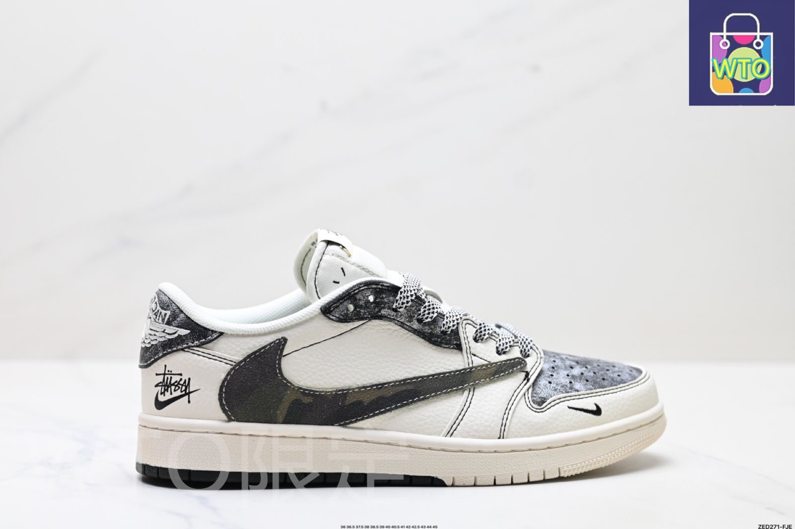 AJ1 Reverse Swoosh Travis Scott x Air Jordan 1 Reverse Mocha AJ1 ジョー 1 TS ライトニング コラボレーション Reverse Swoosh ロートップカルチャーバスケットボールシューズ