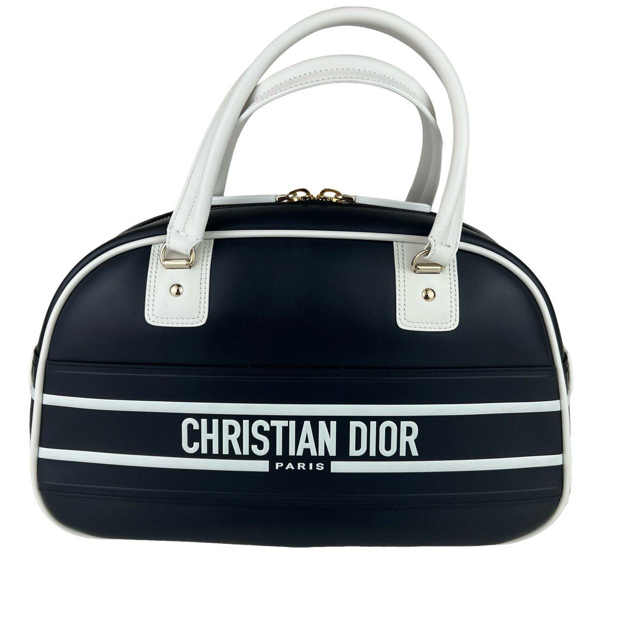 未使用 ChristianDior クリスチャンディオール Dior Vibe Medium Classic Bowling Bag ディオール  ヴァイブ ミディアム クラシック ボーリングバッグ ネイビー ゴールド金具 2wayバッグ - メルカリ