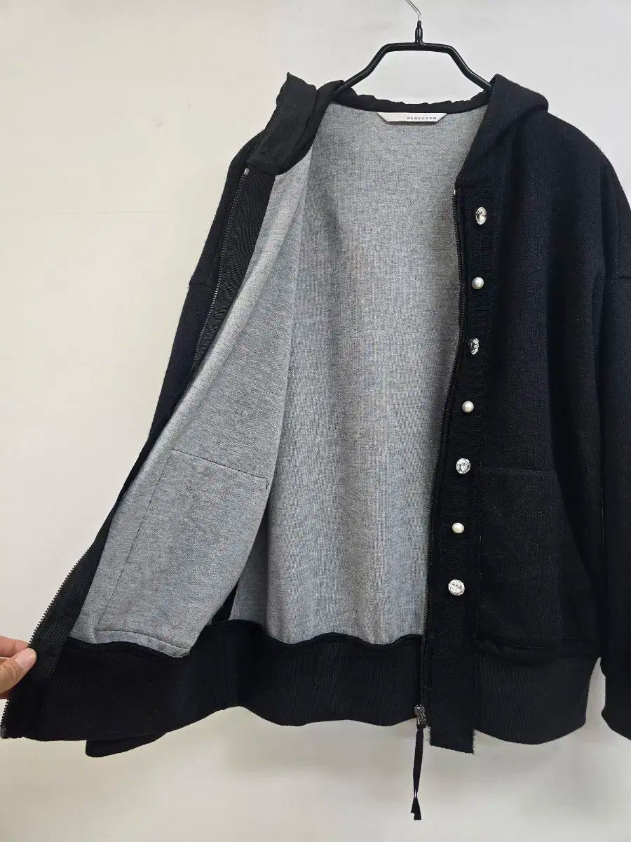 RENEEVON レニボン パールLINE ニット フード ジップアップ