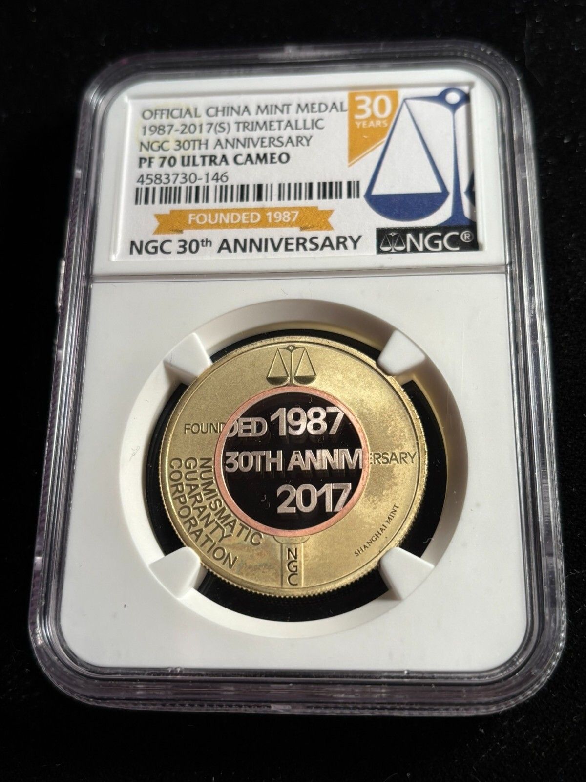 NGC 30th Anniversary 2017 Trimetallic Medal NGC Proof 70 Ultra Cameo