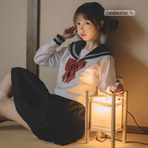 JK制服 セーラー服 上下セット 関西襟 長/半袖 横開き 学院風