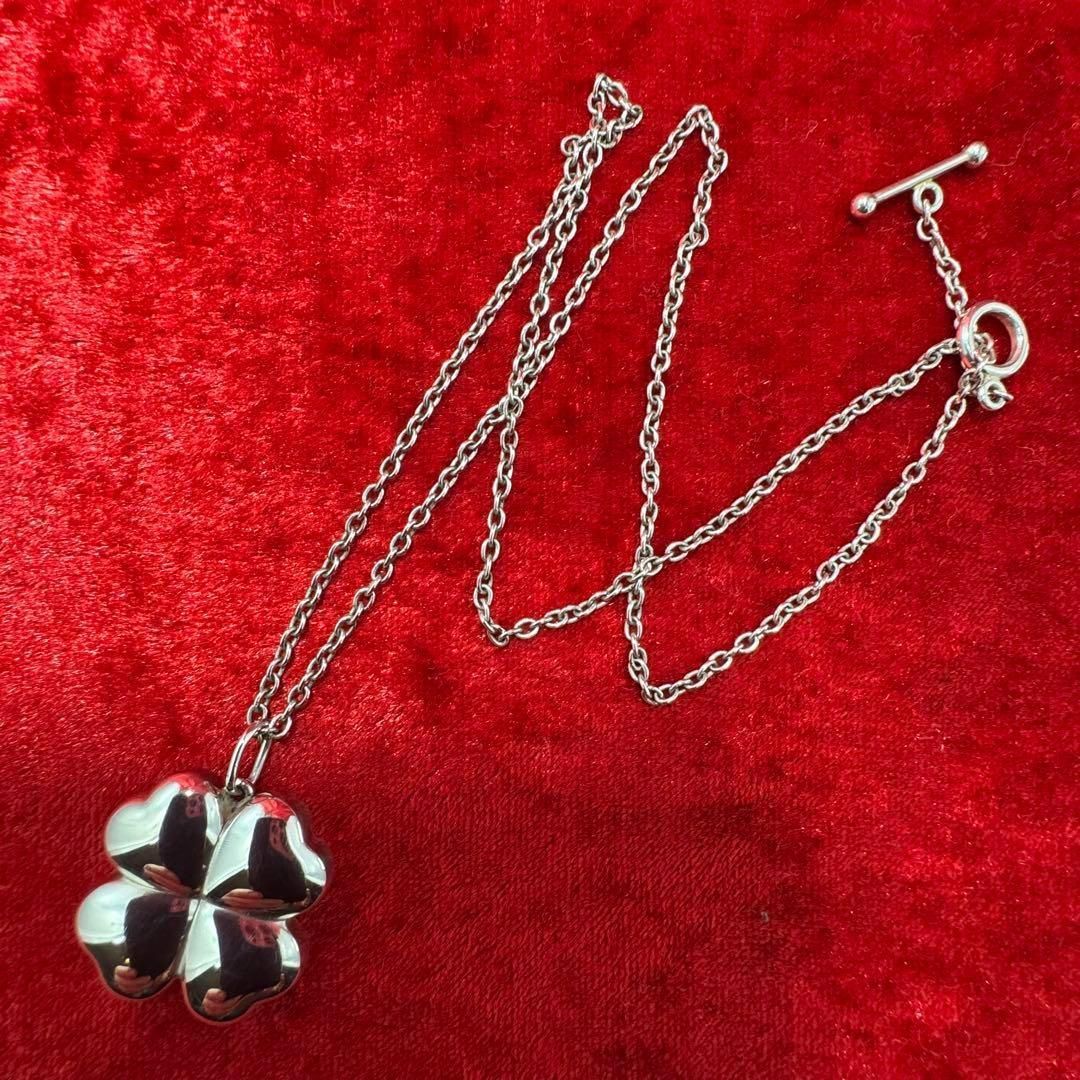 良品　ジョージジェンセンクローバー型ペンダントネックレス 美品 可愛いクローバー ネックレス ジョージジェンセン/GEORG JENSEN
