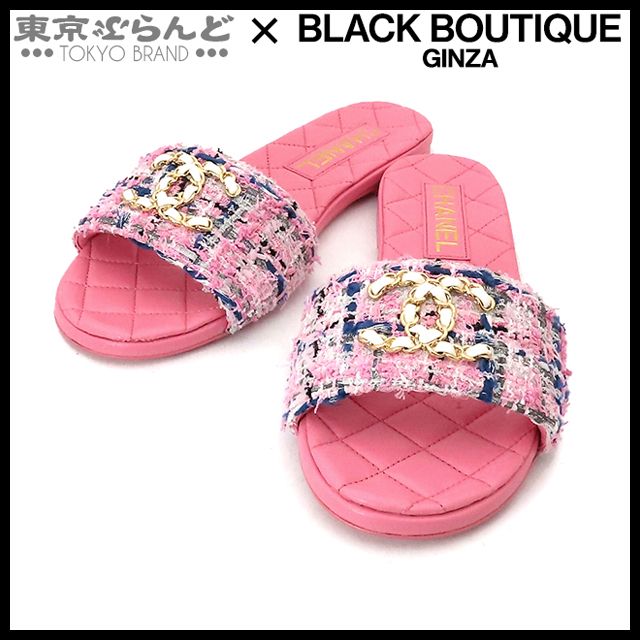 CHANEL シャネル ココマーク レザー ステッチ ミュール サンダル