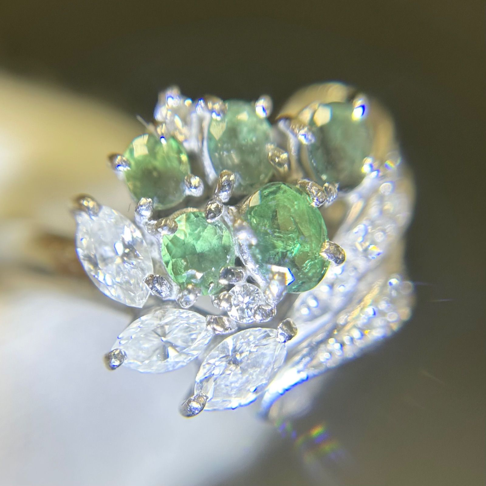プラチナ pt900 天然アレキサンドライト0.89ct 天然ダイヤモンド0.48ct 