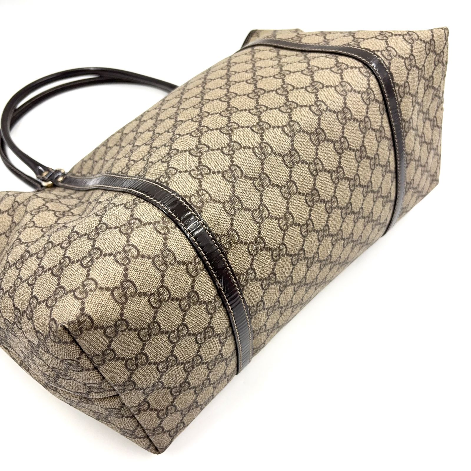 GUCCI GGスプリーム レザー×PVC ブラウン×ベージュ トートバッグ
