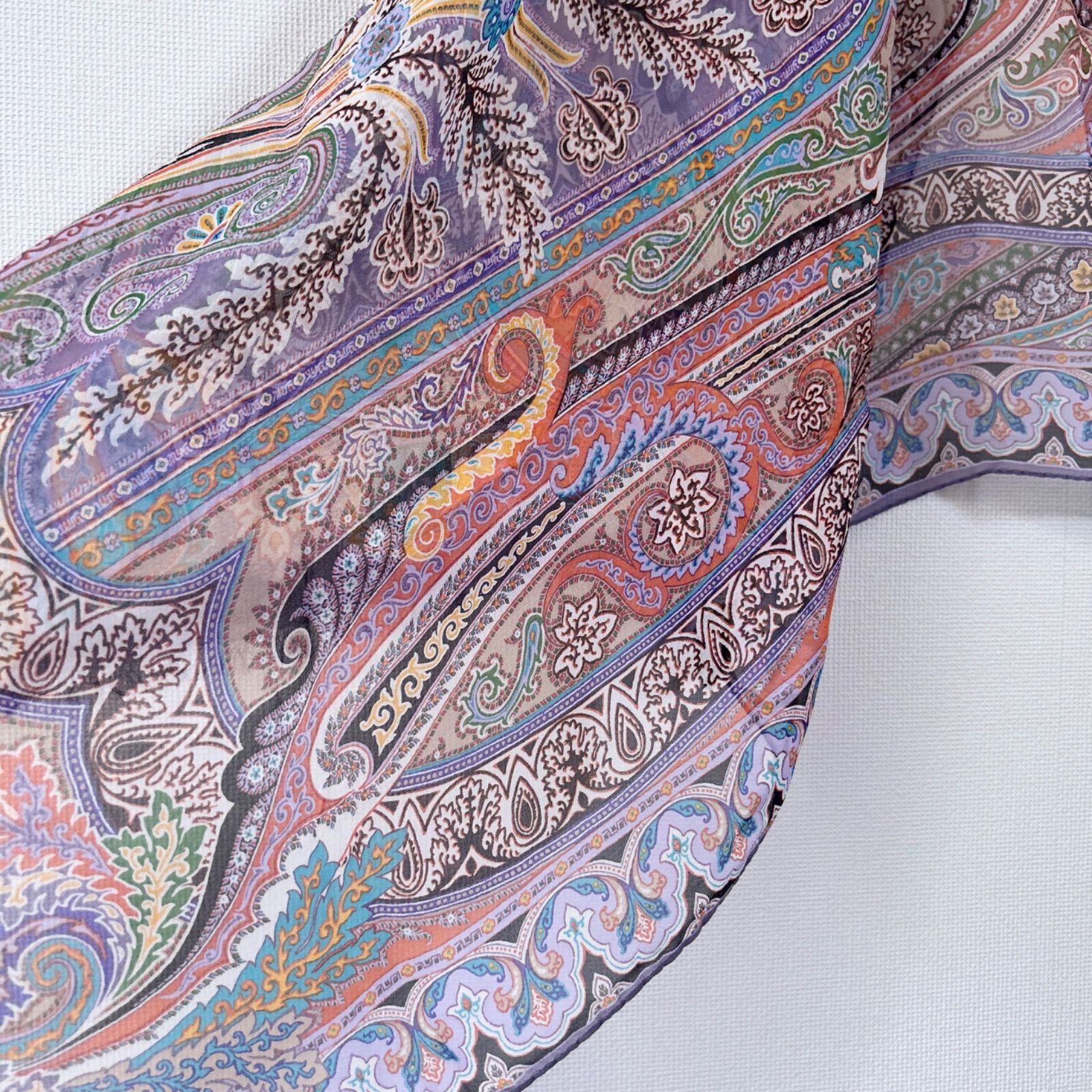新品　エトロ　ETRO スカーフ　大判　シルク　ピンク　ペイズリー　絹100 スカーフ / シルク100% / ピンク×オレンジ｜エトロ(etro)通販店舗