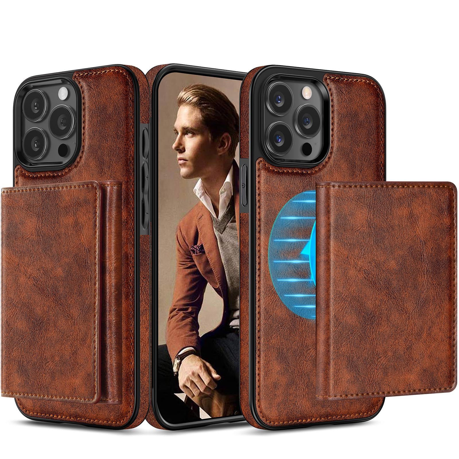 LOHASIC iPhone 15 Pro Max 用 ケース 手帳型 革 2in1 分離式 取り外し自由 MagSafe対応 アイフォン15 プロマックス 携帯カバー 衝撃吸収 カード収納 横置きスタンド機能 マグネット内蔵 全面保護 アイホ