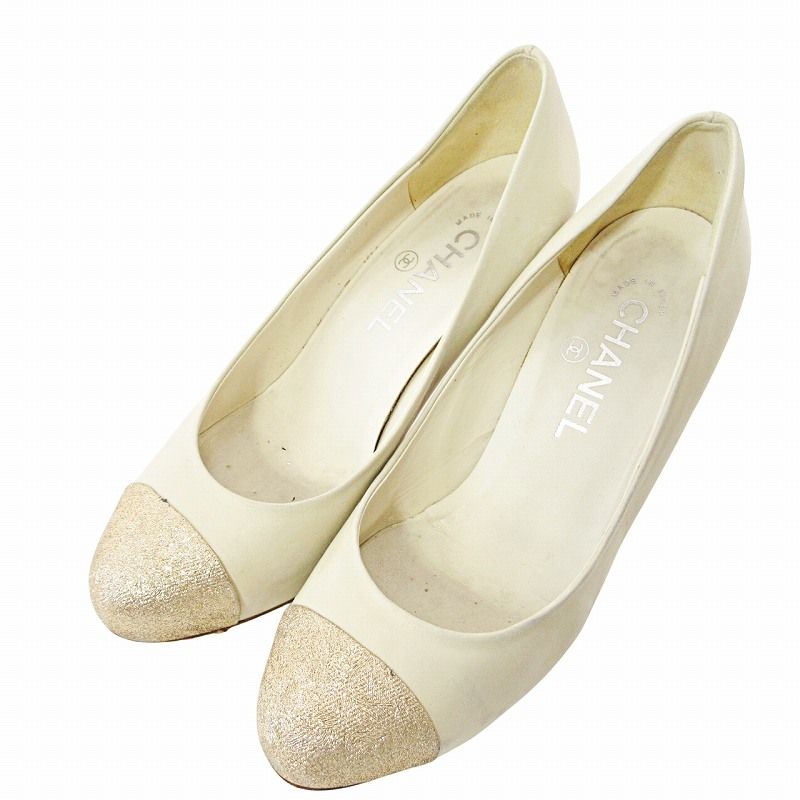 CHANEL シャネル　ココマーク　フリル　 パンプス イタリア製 36.5 CHANEL - シャネル CHANEL パンプス フラットパンプス ココ