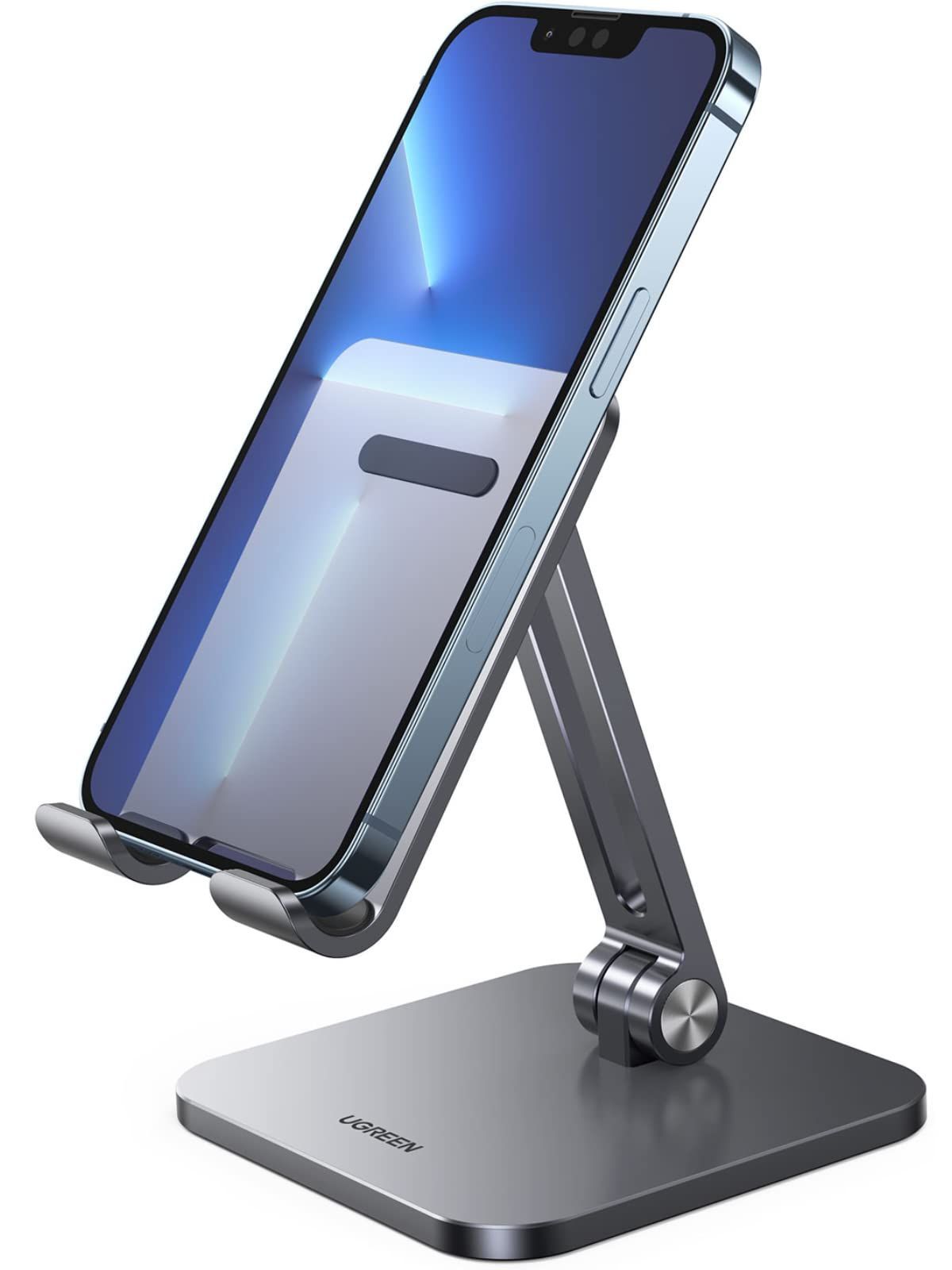 UGREEN スマホスタンド ホルダー アルミ製 4.2～7.2インチ 携帯スタンド 卓上 折りたたみ式 角度調整可能 持ち運びに便利 充電可能 iPhone Androidスマホ タブレットに適用
