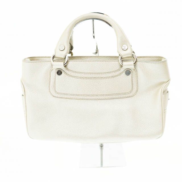 セリーヌ CELINE メタリック レザー ブギー ハンド バッグ シルバー 