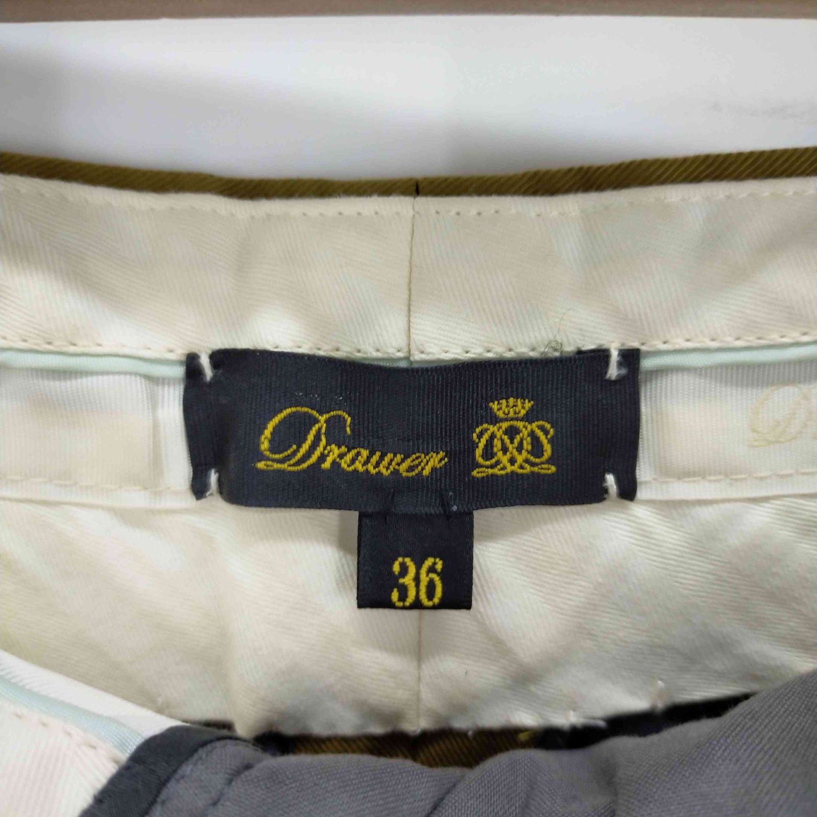 『Drawer』 ドゥロワー (34) センターシームテーパードパンツ イエロー ドゥロワー Drawer テーパードパンツ タック カットオフ