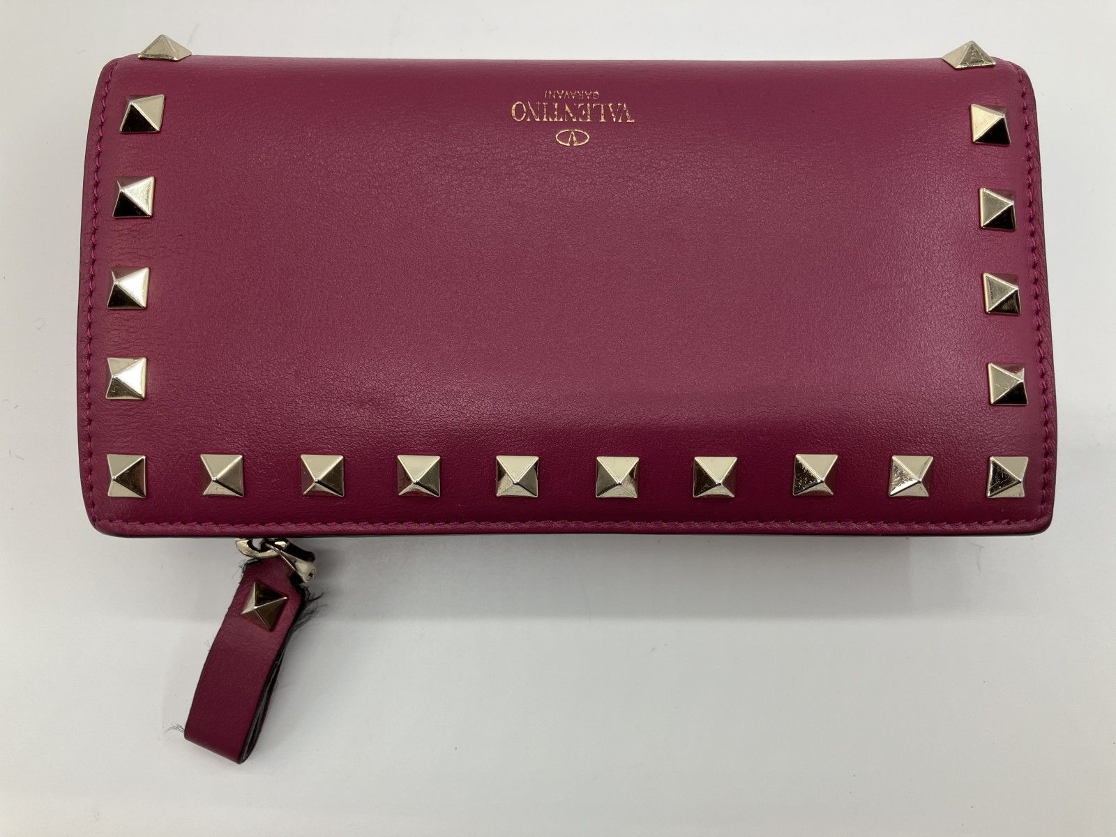 ヴァレンティノ ガラヴァーニ 長財布 ピンク ロックスタッズ 箱