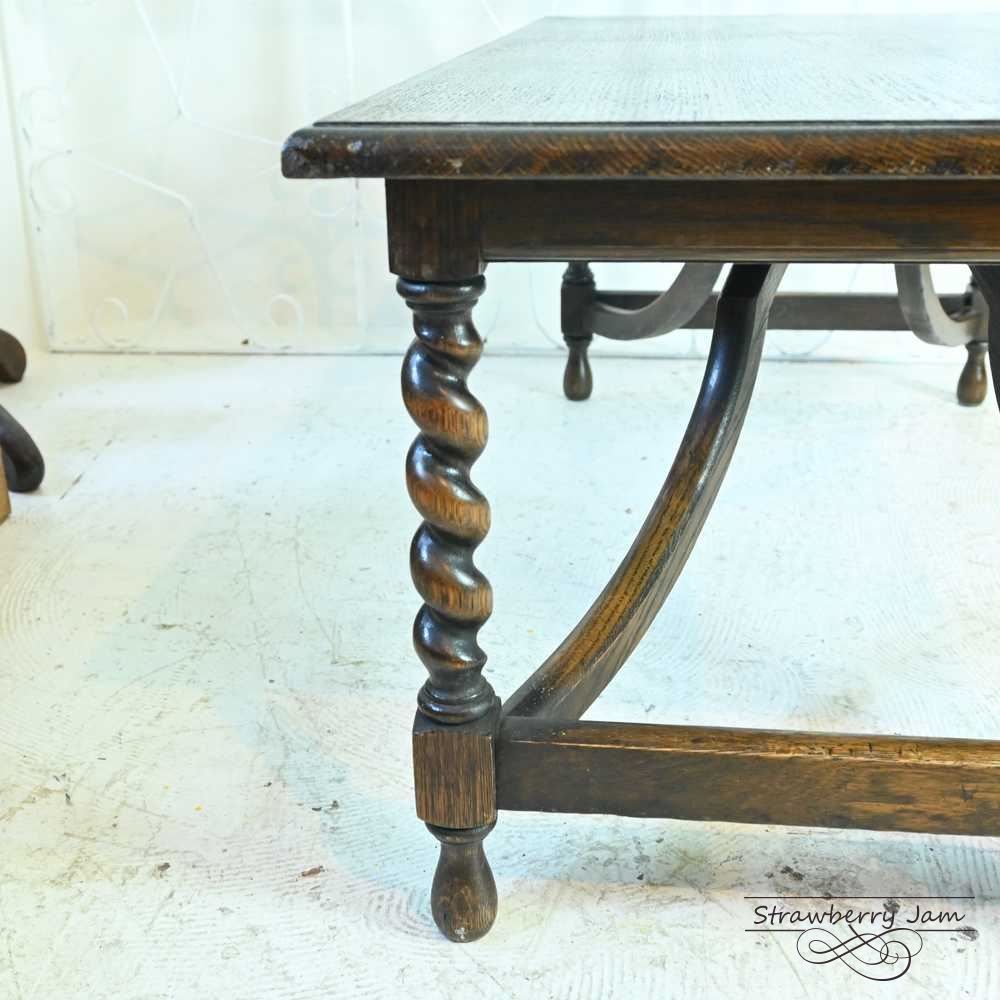 L3705-258 英国アンティーク オーク コーヒーテーブル サイド