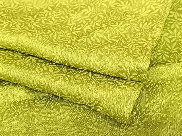 平和屋着物●上質な色無地 南天地紋 鶯色 やまと誂製 正絹 AABC0085zg