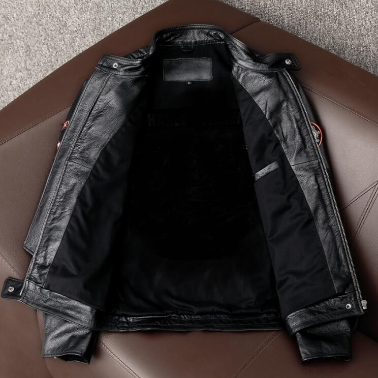 ハレーバイクレザージャケット 上品 本革 高級 牛革 刺繍 ライダースジャケット 革ジャン - メルカリ