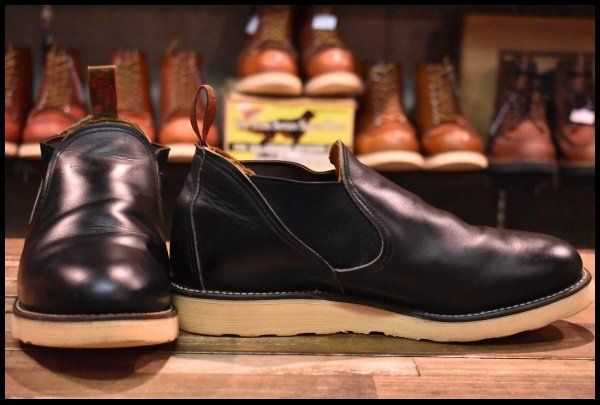 【8E 良品 90'S】レッドウィング 8142 サイドゴア 黒 ブラッククローム ローカット 短靴 ブーツ redwing HOPESMORE【EF345】