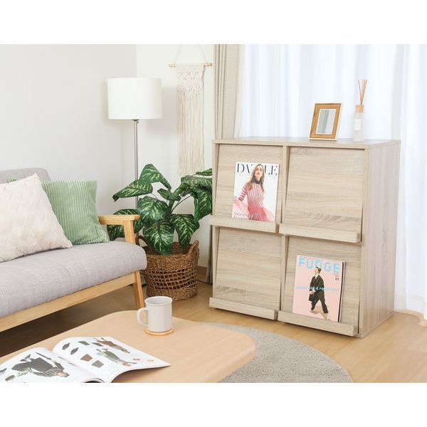 ディスプレイラック 4マス オーク 組立品 代引不可