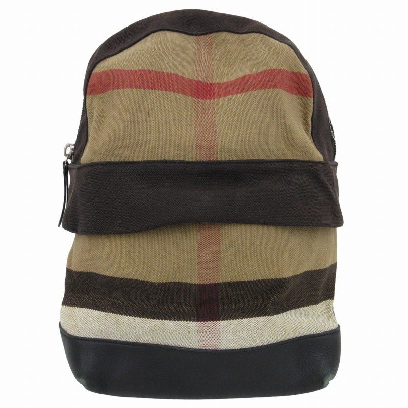 バーバリー BURBERRY リュックサック デイパック バックパック ノバチェック レザー切替 茶 ブラウン 黒 ブラック /FF 0718