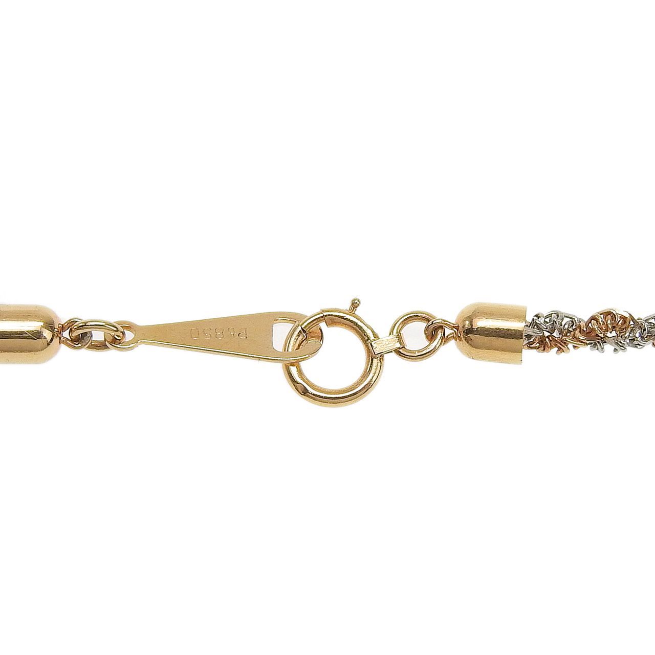 K18 PG YG Pt850 ロープ チェーン ネックレス 2.5mm 42.5cm ピンク 